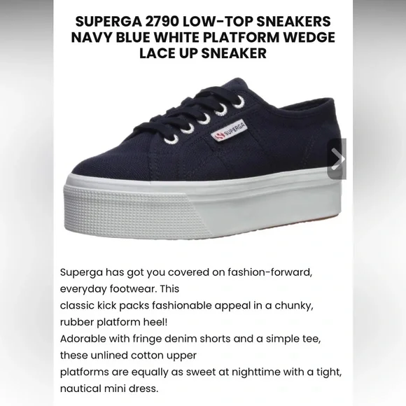 Superga 2790 Navy Platform Lace up Sneaker 9.5 - Picture 10 of 10